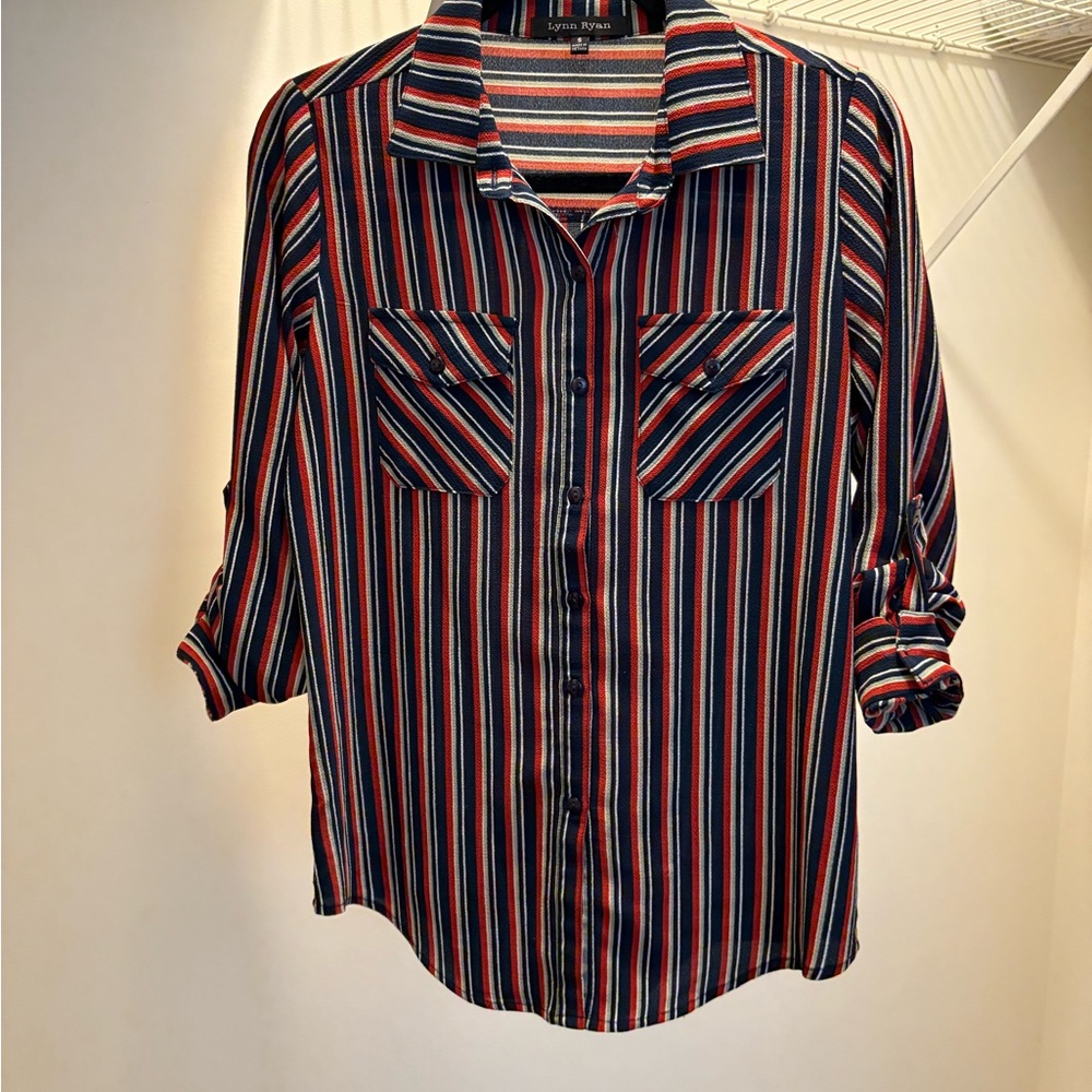 Lynn Ryan Striped Button-Up Blouse - Picture 3 of 6